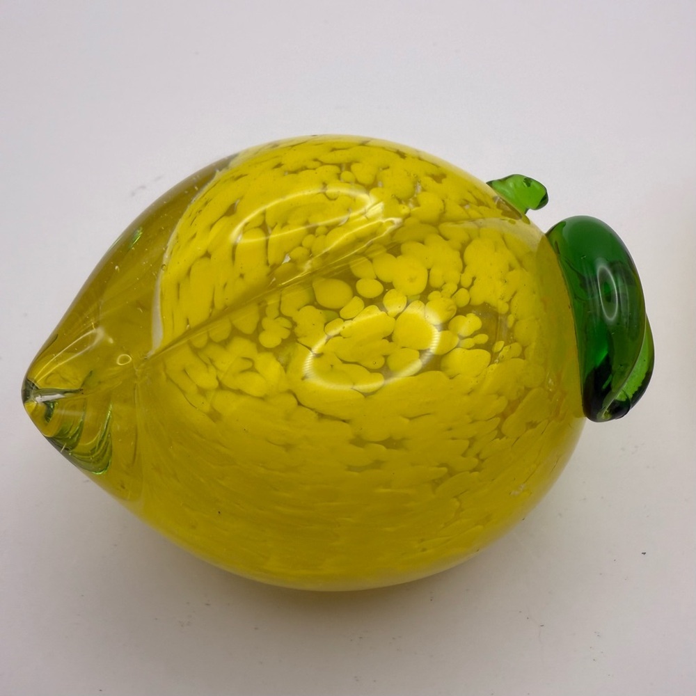 Pair of Yellow Summer Lemon Zest Delight Heavy Glass Paper Weight (2) - Picture 2 of 10